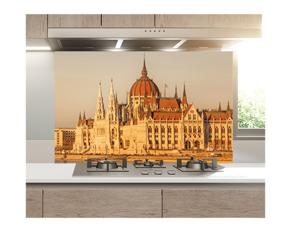 Panou decorativ, protectie plita, print UV model Parlamentul Ungar 120x60 cm Decoglass