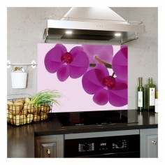 Panou bucatarie, protectie plita, aragaz, antistropire, print UV model 3 Orhidee Violet 120x60 cm Decoglass