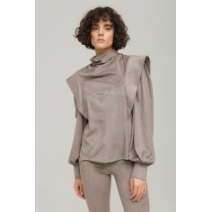Bluza cu aspect catifelat cu benzi - M (38), GRI Ana Radu Fashion